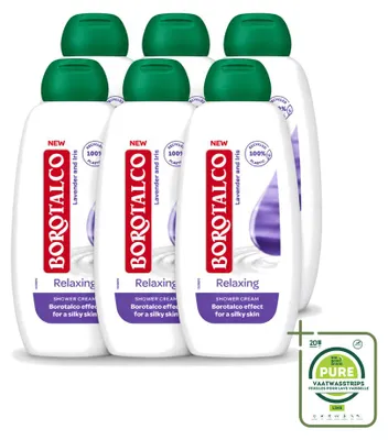 Obrázok produktu pre 6 kusov gélu na sprchovanie Borotalco Relaxing – Levanduľa a kosatka – 250 ml – Veľké balenie