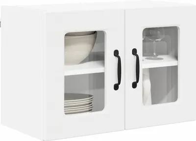 Produktbild von Eleganter Möbel Küchenschrank mit Regal Weiß 60 x 31 x 40cm Holzwerkstoff - CJG160317 - Küchenschränke