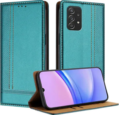 Produktbild von Handyhülle für Samsung Galaxy A52s A52 5G/4G Leder Flip Klappbare Schutzhülle mit Standfunktion Grün
