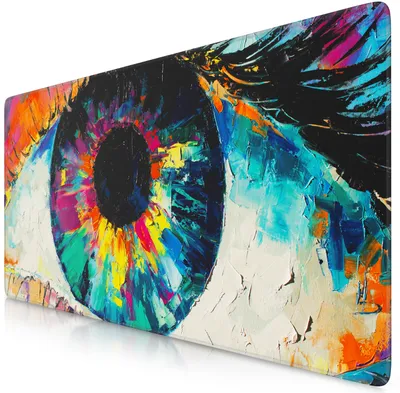 Produktbild von Titanwolf Gaming Mauspad XXL, 900 x 400 x 3 mm, Schreibtischunterlage, abwaschbar, rutschfeste Rückseite, Geschwindigkeit & Präzision, Oilpaint-Eye