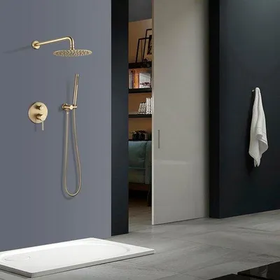 Produktbild von Famanu Regendusche ø 25 cm - Duschset mit 2 Sprühmodi - Gold