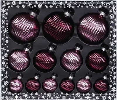 Produktbild von Weihnachtskugeln Ribbel Mix Glas, 13er Set, Farbe:rosa