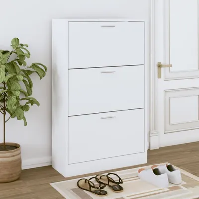 Produktbild von The Living Store Schuhschrank Weiß 63x24x103 cm Holzwerkstoff