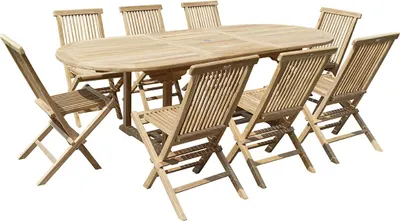 Produktbild von Ausziehbare Gartenmöbel Teakholz massiv 8–10 Personen Modern
