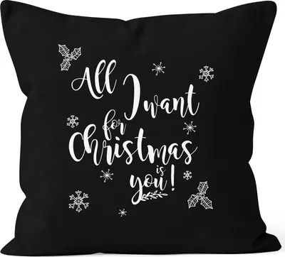Produktbild von Romantischer Kissenbezug all I want for Christmas is you MoonWorks® schwarz unisize