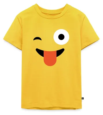 Produktbild von Spreadshirt Emoticon Zwinkern Kostüm Karneval Gruppenkostüm Kinder Premium T-Shirt, 98/104 (2 Jahre), Sonnengelb