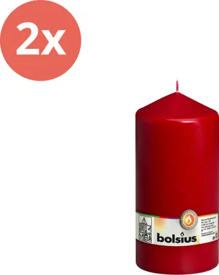 Obrázok produktu pre Bolsius - Sviečka - 200/98 - 1 kus v balení - Vínová červená - Hodnotné balenie - 2 kusy