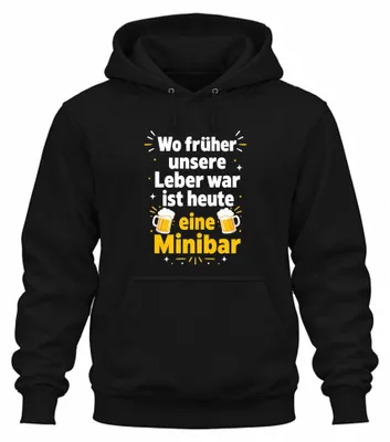 Imagen del producto de Donde antes estaba nuestro hígado, ahora hay una minibar. Sudadera con capucha, diseño "alcohol", color negro, talla XL