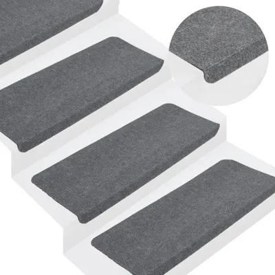 Produktbild von The Living Store Stufenmatten Selbstklebend 15 Stk. 65x24,5x3,5 cm Grau