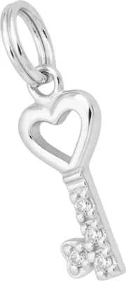 Image de Charm clé en argent avec anneau fendu et zirconium