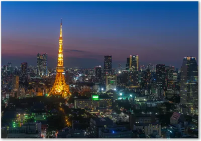 Produktbild von Tulup® Glas-Bild - 100 x 70 - Wandbild aus Glas - Wandkunst - Wandbild hinter gehärtetem Sicherheitsglas - Sehenswürdigkeiten & Architektur - Turm in Tokio - Gelb