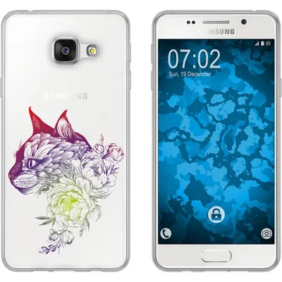 Produktbild von PhoneNatic Case kompatibel mit Samsung Galaxy A5 (2016) A510 Silikon-Hülle Floral Katze M2-5