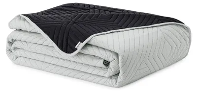 Produktbild von Bettüberwürf Tagesdecke zweiseitig Ultrasonic Steppung 200 x 220 cm - Schwarz-Silber