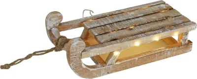 Zdjęcie produktu dla Świąteczna dekoracja drewniana z LED, sanie, 32 x 25 x 11 cm