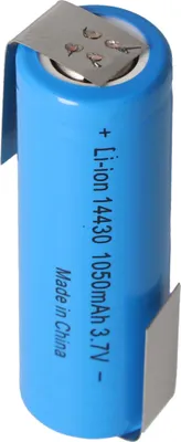 Produktbild von Li-ion Akku 14430 mit Lötfahnen Z-Form 1050mAh 3,6V - 3,7V Lithium-Ionen-Zelle ohne Schutzelektronik