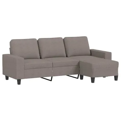 Produktbild von vidaXL 3-Sitzer-Sofa mit Hocker Taupe 180 cm Stoff