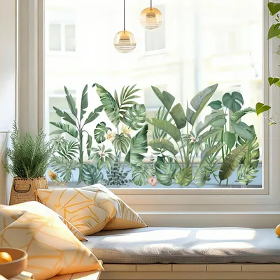 Produktbild von Fensteraufkleber Tropische Palmblätter Grün 60 x 30 cm 1 Stück