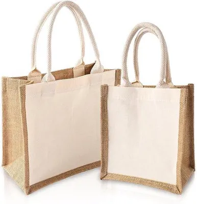Produktbild von Famanu Jutetasche Set von 2 - Wiederverwendbare Shopper und Geschenktasche - Klein und Mittelgroß