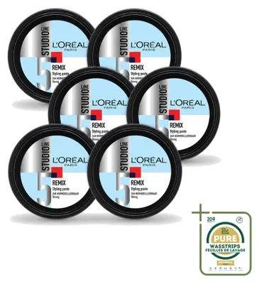 Imagen del producto de 6 x Pasta moldeadora Studio Line Remix de L'Oréal Paris - Fijación fuerte - 150 ml - Pack ahorro - 6 unidades