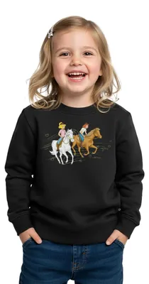 Produktbild von Spreadshirt Bibi Und Tina Ausritt Mit Amadeus Und Sabrina Kinder Premium Pullover, 158/164 (12 Jahre), Schwarz
