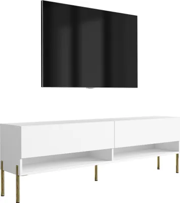 Obrázek produktu pro TV dolní skříňka 170 cm matná bílá, rovné zlaté nohy, 170 × 32 × 52 cm