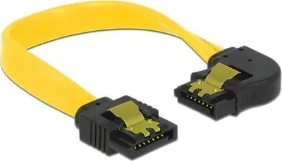 Produktbild von SATA 6 Gb/s Kabel, gerade auf links gewinkelt, 10 cm, gelb