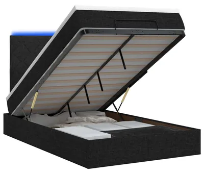 Obrázok produktu pre Posteľ s úložným priestorom a LED matracom, čierna, 120 x 200 cm, látka