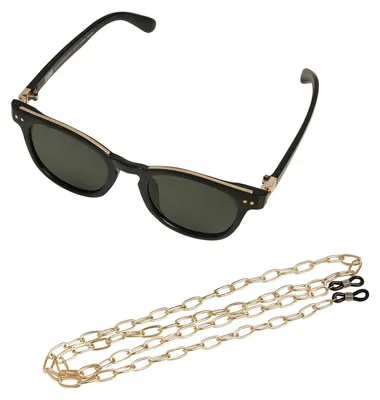 Image de Urban Classics - Lunettes de soleil uni pour hommes et femmes, avec chaîne, modèle "Italy" TN246 (taille unique) (noir/doré)