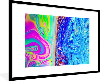 Produktbild von MuchoWow® Gerahmtes Poster Formen - Farbe - Kunst - Psychedelisch 90x60 cm - Poster mit Schwarzem Bilderrahmen Wandposter Rahmen Foto Bilder - Wanddekoration - Fotos