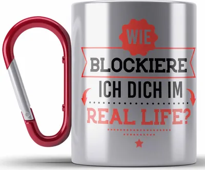 Produktbild von Trendation - Karabiner Edelstahl Tasse Karabiner Edelstahl mit Sprüchen Lustiger Spruch Edelstahl Tasse Karabiner für Kollege Kollegin Freundin Geschenkidee (Rot)