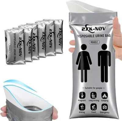 Produktbild von Einweg-Urinsack für unterwegs, mobiles Nottoilette – 700 ml Urinsack für Camping, Toiletten und Reisen.