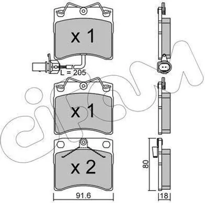 Produktbild von CIFAM Bremsbeläge Satz Vorne Bremsklötze für VW Transporter IV Bus (70B, 70C, 7DB, 7DK, 70J, 70K, 7DC, 7DJ) 822-163-2