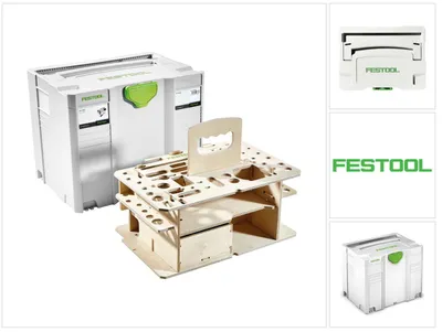 Zdjęcie produktu dla Festool SYSTAINER SYS 4 T-LOC SYS-HWZ Walizka narzędziowa skrzynkowa ( 497658 ) jasnoszara łączona z wkładką drewnianą