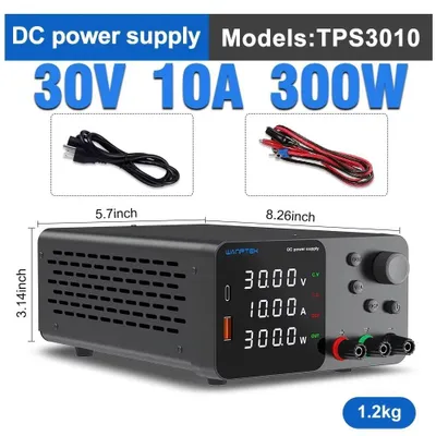 Image de Alimentation de laboratoire - Alimentation réglable de 0 à 30 V et de 0 à 10 A - Protection contre les surintensités (OCP) - Ports USB-A et USB-C - Prise européenne