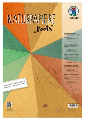 Naturpapier Roots, 10 Blatt, bunt, 50 g/m², für Bastelarbeiten