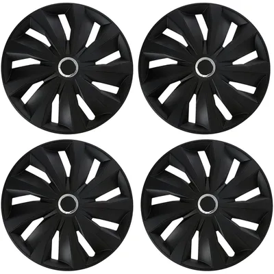 Produktbild von Radkappen 16 Zoll Schwarz Matt mit Chromring 4er Satz Radzierblenden für viele 16-Zoll-Stahlfelgen von VW, Ford, Opel, Renault, Peugeot, Citroën