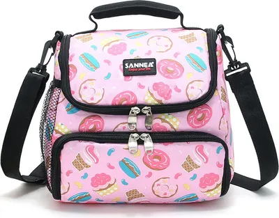 Produktbild von Lunch Tasche für Kinder, Kapazität 9,2 l, Donuts Pattern, Rosa