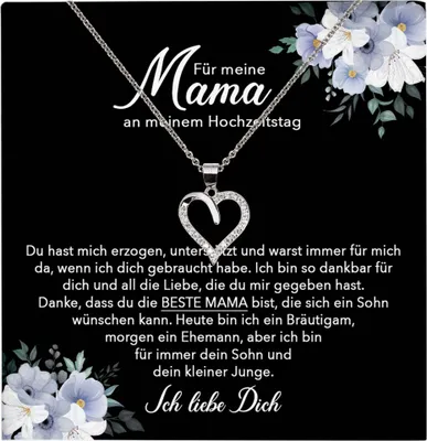 Produktbild von 22Feels Mutter des Bräutigams Geschenk von Sohn Herz Halskette Karte Frauen Hochzeit Meine Mama Damen Collier 23 Steinen (Damen Silber 925/000 Schmuck)