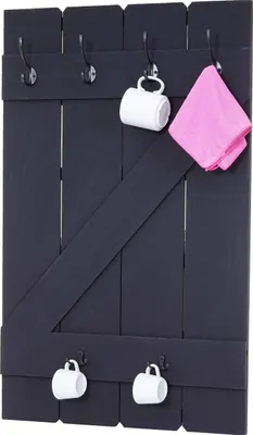 Produktbild von Tassenhalter MCW-D13, Hängeregal Tassenbrett Wandboard, 6 Haken 91x60cm  dunkelgrau shabby