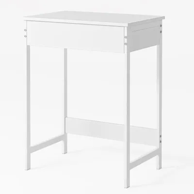 A white table against a white background.