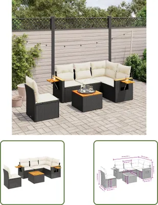 Produktbild von The Living Store 6-tlg. Garten-Sofagarnitur mit Kissen Schwarz Poly Rattan