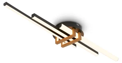 Productafbeelding van Briloner VINKA LED plafondlamp, hoekprofielen, warm wit licht, zwart-hout, 78 x 16 x 6,6 cm