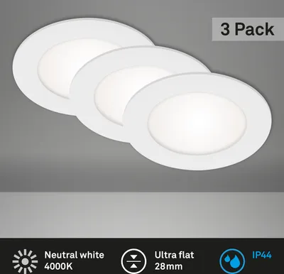 Immagine prodotto di Lampada da incasso a LED per bagno, set da 3 IP44 7W bianco plastica Ø12 cm Briloner