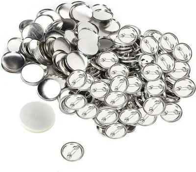 Immagine prodotto di 100 bottoni vuoti da 32 mm con spilla da balia