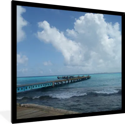 Produktbild von MuchoWow® MuchoWow® Gerahmtes Poster Pier im Karibischen Meer bei Isla Mujeres 40x40 cm - Poster mit zchwarzem Bilderrahmen - Mit Rahmen - Wanddekoration Schlafzimmer