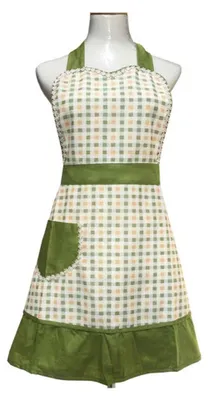 Retro-Schürze mit Tasche, Damen, Grün, 68x74 cm, Kochen