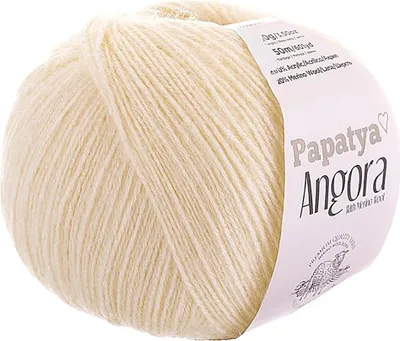 Papatya Angora Style Strickgarn mit Merino in Creme – 550m/100g Häkelgarn.