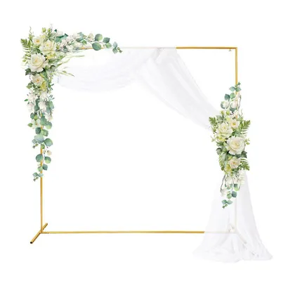 Produktbild von Wabendekoration Hochzeitsbogen Hintergrund Ständer, Eckig Ballonbogen Gold Metall Traubogen Hochzeit, Ballonbogen, Hochzeit, Geburtstags, 300x300cm
