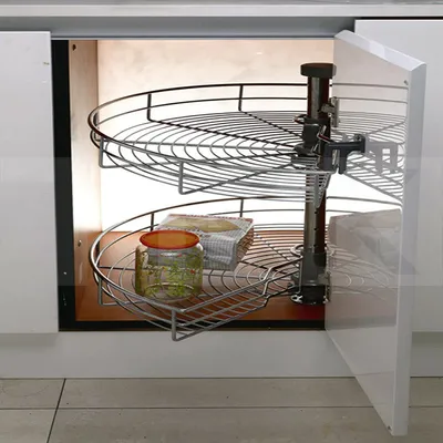 Image de étagère de cuisine à 2 niveaux pivotant sur 270° Étagère de stockage d'angle Armoire de rangement de cuisine ∅710mm