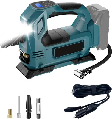 Produktbild von Kabelloser Reifenkompressor - Elektrische Luftpumpe - Schnelles Aufpumpen - LED-Licht - Notfallkompressor - Für Makita 18V Akku - Ohne Akku